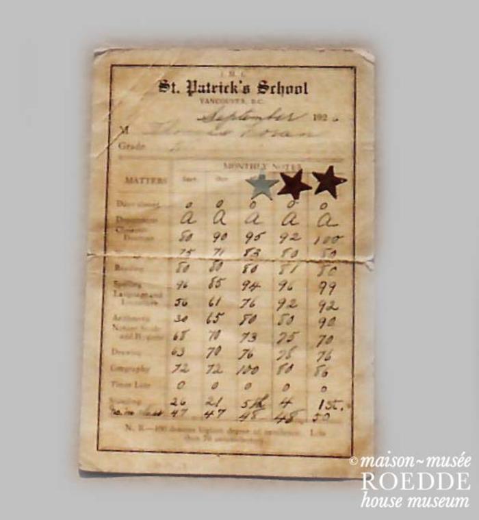 Report Card, St Patrick's School